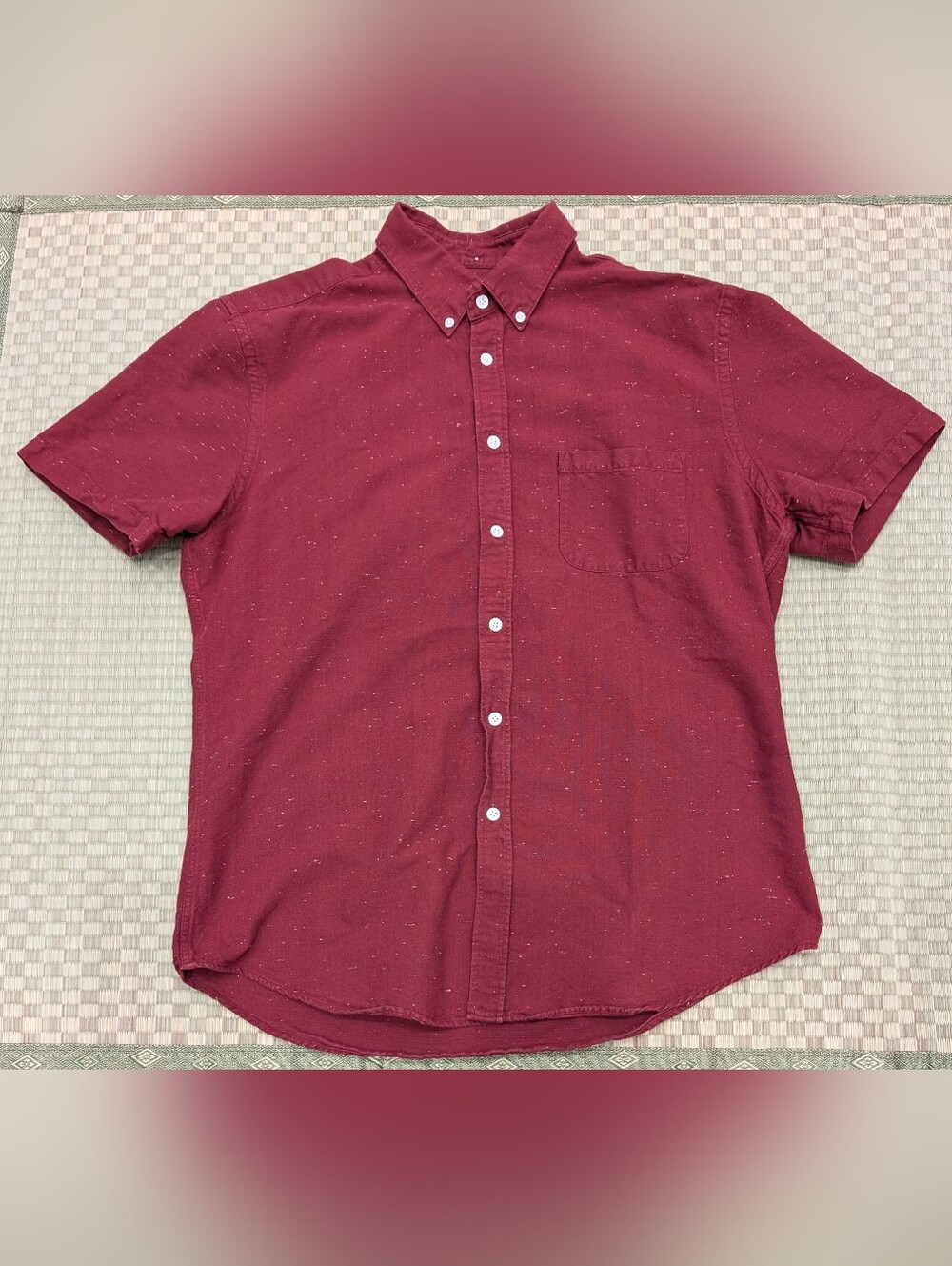 Portuguese Flannel Blur Fleck Shirt in Bordeaux Men's Size XL Made in Portugal